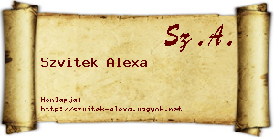 Szvitek Alexa névjegykártya